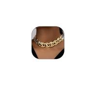 LittleFathand Chunky Gold Chain Necklace for Women Big Chunky Choker Necklace Gold Cuban Link Chain Necklaces Punk Hip-Hop Necklaces Costume Jewelry Gift, Zinc, No Gemstone