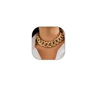 LittleFathand Chunky Gold Chain Necklace for Women Big Chunky Choker Necklace Gold Cuban Link Chain Necklaces Punk Hip-Hop Necklaces Costume Jewelry Gift, Zinc, No Gemstone