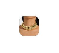 LittleFathand Chunky Gold Chain Necklace for Women Big Chunky Choker Necklace Gold Cuban Link Chain Necklaces Punk Hip-Hop Necklaces Costume Jewelry Gift, Zinc, No Gemstone
