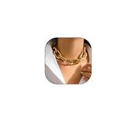LittleFathand Chunky Gold Chain Necklace for Women Big Chunky Choker Necklace Gold Cuban Link Chain Necklaces Punk Hip-Hop Necklaces Costume Jewelry Gift, Zinc, No Gemstone