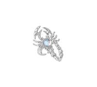 LittleFathand Funny Scorpion Rings for Women Men Natural Moon Moonstone Ring Statement Gothic Punk Open Ring Halloween Costume Jewelry Gift, Zinc, No Gemstone