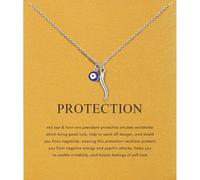 LittleFathand Gold Silver Plated Italian Horn Necklace for Women Evil Eyes Pendant Necklaces Stainless Steel Ltalian Horn Choker Necklace Talisman Lucky Jewelry, Stainless Steel, No Gemstone