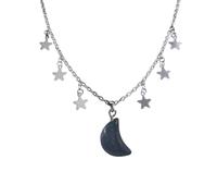 LittleFathand Gothic Moon Necklace for Women Blood Crescent Moon Pendant Necklace Natural Stone Moon Star Choker Necklace Halloween Party Jewelry Gift, Zinc, No Gemstone