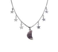 LittleFathand Gothic Moon Necklace for Women Blood Crescent Moon Pendant Necklace Natural Stone Moon Star Choker Necklace Halloween Party Jewelry Gift, Zinc, No Gemstone