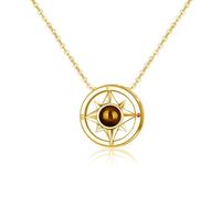 LittleFathand I Love You 100 Languages Necklace for Her Compass Projection Pendant Necklace Go in the Direction of Your Dream Compass Jewelry Gift for Women, Copper, No Gemstone