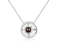 LittleFathand I Love You 100 Languages Necklace for Her Compass Projection Pendant Necklace Go in the Direction of Your Dream Compass Jewelry Gift for Women, Copper, No Gemstone