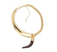 LittleFathand Italian Horn Choker Necklaces for Women Gold Silver Plated Italian Horn Pendant Necklace Statement Punk Metal Splicing Necklace Hiphop Jewelry Gift, Zinc, No Gemstone