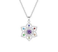 LittleFathand Lotus Necklace for Women Hollow Flower Pendant Necklace Colorful Cubic Zirconia Floral Choker Necklace Yoga Jewelry Gift