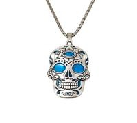 LittleFathand Skull Pendant Necklace Luminous Bone Head Necklace Glow In The Dark Skeleton Choker Necklace for Women Men Halloween Jewelry Gift, Zinc, No Gemstone