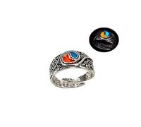 LittleFathand Yin Yang Rings Glow in the Dark Tai Chi Rings Glowing Feng Shui Yin Yang Open Rings for Women Men Girls Christmas Jewelry Gift, Zinc, No Gemstone