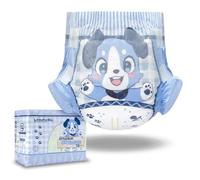 LittleForBig 5500-5800 ml Adjustable Hook-and-Loop Fastener Closure Adult Printed Cloth Back Diaper 10 Pieces - Little Blue BabyFur (XL)