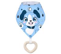 LittleForBig Adult Bib Waterproof 2-in-1 Little Blue Bandana Bib with Dog Biscuit Teether - Soft Milk Silk Cartoon Puppy Bib & Silicone Chew Toy Teether Set for Playful Littles