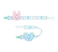 LittleForBig Adult Pacifier Clip Baby Parade Stuffed Animal Pacifier Clips Set - Pink Bunny and Blue Bear 2-Pack