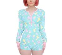 LittleForBig Baby Parade Silky Long Sleeves Shorts Romper with Thumb Sucker - Cute Onesie Pajamas for Women S Green