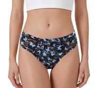 LittleForBig Breathable Blue Butterfly Pattern Tucking Gaff Brazilian Cheeky Panties Smooth Mesh Silky Hiding Gaff Shaping Briefs for Crossdressers Transgender Individuals Black S