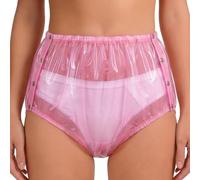 LittleForBig Button-On TPU Adult Plastic Pants Dolly Pink Diaper Cover L | Side Snap Design, Easy Changes, Soft, Leak Protection, Comfortable Fit, Washable, Waterproof, Reusable, Flexible, Secure Hold