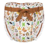 LittleForBig Cotton Adult Ribbon Omutsu Diaper Wrap Cover Washable Adjustable Reusable Waterproof - Forest Animals Brown M