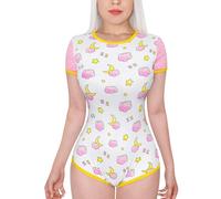 LittleForBig Cotton Romper Onesie Pajamas Bodysuit - Crew Neck Baby Sleepytime Pink