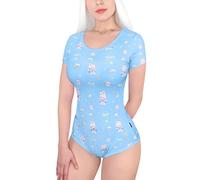 LittleForBig Cotton Romper Onesie Pajamas Bodysuit - Cutie Bunny in Space Onesie Blue XXL