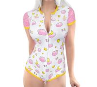 LittleForBig Cotton Romper Onesie Pajamas Front Button Bodysuit - Baby Sleepytime Pink Onesie L