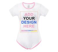 LittleForBig Custom Printing Design Add Your Own Onesie Bodysuits Personalized Message Image Unisex Ultra Soft White-Pink XS
