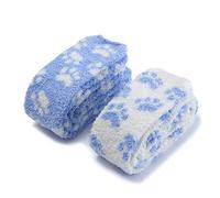 LittleForBig Cute Coral Fleece Thigh High Long Paws Patten Socks 2 Pairs -Blue