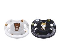 LittleForBig Generation-II Pacifier Printed Set-Black Fox and White Teddy Bear