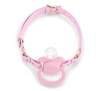 LittleForBig Leather Adjustable Strap Gen II Pacifier & Gag Set - DIY Mix & Match Design, Swap Colors and Styles for Personalized Looks Light Pink
