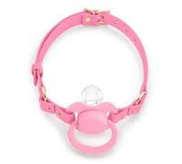 LittleForBig Leather Adjustable Strap Gen II Pacifier & Gag Set - DIY Mix & Match Design, Swap Colors and Styles for Personalized Looks Dark Pink