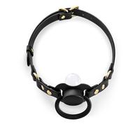 LittleForBig Leather Adjustable Strap Gen II Pacifier & Gag Set - DIY Mix & Match Design, Swap Colors and Styles for Personalized Looks Black