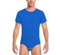 LittleForBig Men’s Cotton Romper Onesie Pajamas Bodysuit - Relaxed Fit Basic Onesie Blue S