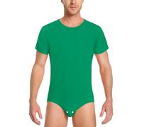 LittleForBig Men’s Cotton Romper Onesie Pajamas Bodysuit - Relaxed Fit Basic Onesie Green L