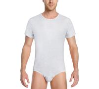 LittleForBig Men’s Cotton Romper Onesie Pajamas Bodysuit - Relaxed Fit Basic Onesie Grey XL