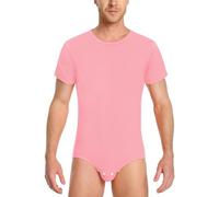 LittleForBig Men’s Cotton Romper Onesie Pajamas Bodysuit - Relaxed Fit Basic Onesie Pink XXL