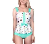 LittleForBig Modest Kawaii One Piece Swimwear Bathing Suit Swimsuit - Vintage Sweets XXXXL Green