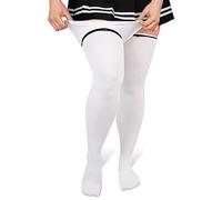 LittleForBig Plus Size Thigh High Cosplay Over the Knee Soft Silk Stockings White