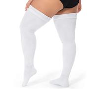 LittleForBig Plus Size Thigh High Long Cable Knitted Stockings - White