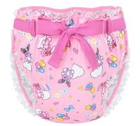 LittleForBig Silky Adult Ribbon Omutsu Diaper Wrap Cover Washable Adjustable Reusable Waterproof - Baby Usagi & Bella Pattern Pink XL