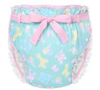 LittleForBig Silky Adult Ribbon Omutsu Diaper Wrap Cover Washable Adjustable Reusable Waterproof - Baby Parade Repeating Pattern Green XL