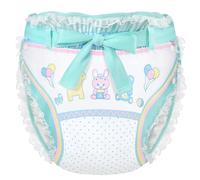 LittleForBig Silky Adult Ribbon Omutsu Diaper Wrap Cover Washable Adjustable Reusable Waterproof - Baby Parade Green XL