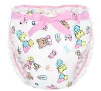 LittleForBig Silky Adult Ribbon Omutsu Diaper Wrap Cover Washable Adjustable Reusable Waterproof - Baby Cuties Pink XL
