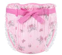 LittleForBig Silky Adult Ribbon Omutsu Diaper Wrap Cover Washable Adjustable Reusable Waterproof - Bunnies & Bows Usagi Pink S
