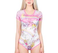 LittleForBig Silky Romper Onesie Pajamas Bodysuit - Littles in Dreamland Onesie Pink XS