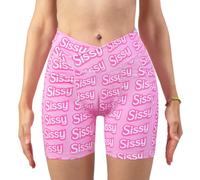 LittleForBig Sissy Biker Shorts with Camel Toe & Tucking Gaff Leggings | Yoga Workout Shorts, High Waisted, Scrunch Butt, Removable Insert, V Waist, Side Pockets, All-Over Print, Stretchy