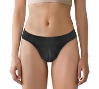LittleForBig Smooth Silky Tucking Gaff Brazilian Cheeky Thong Underwear - One-Piece Seamless Camel Toe Style Panties for Crossdressers, Transgender & Tucking Individuals Black M