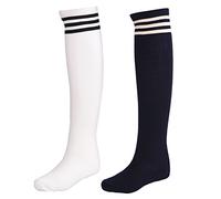 LittleForBig Stripe Tube Dresses Over the Knee Thigh High Stockings Cosplay Socks-White/Navy