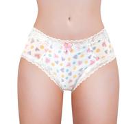 LittleForBig Unisex Hipster Briefs Hearts and Dots Pattern Mesh Shaping Tucking Gaff Briefs for Sissies Crossdressers Transgender Individuals S White