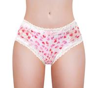 LittleForBig Unisex Hipster Briefs Hearts Pattern Mesh Shaping Tucking Gaff Briefs for Sissies Crossdressers Transgender Individuals Pink M