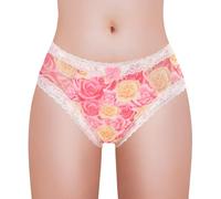 LittleForBig Unisex Hipster Briefs Roses Pattern Mesh Shaping Tucking Gaff Briefs for Sissies Crossdressers Transgender Individuals Red M