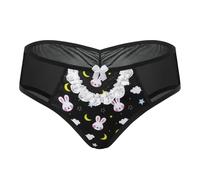 LittleForBig Unisex Hipster Briefs Snuggle Bunny Pattern Mesh Shaping Tucking Gaff Briefs for Sissies Crossdressers Transgender Individuals Black S